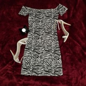 NEW Off the Shoulder Zebra Print Dress